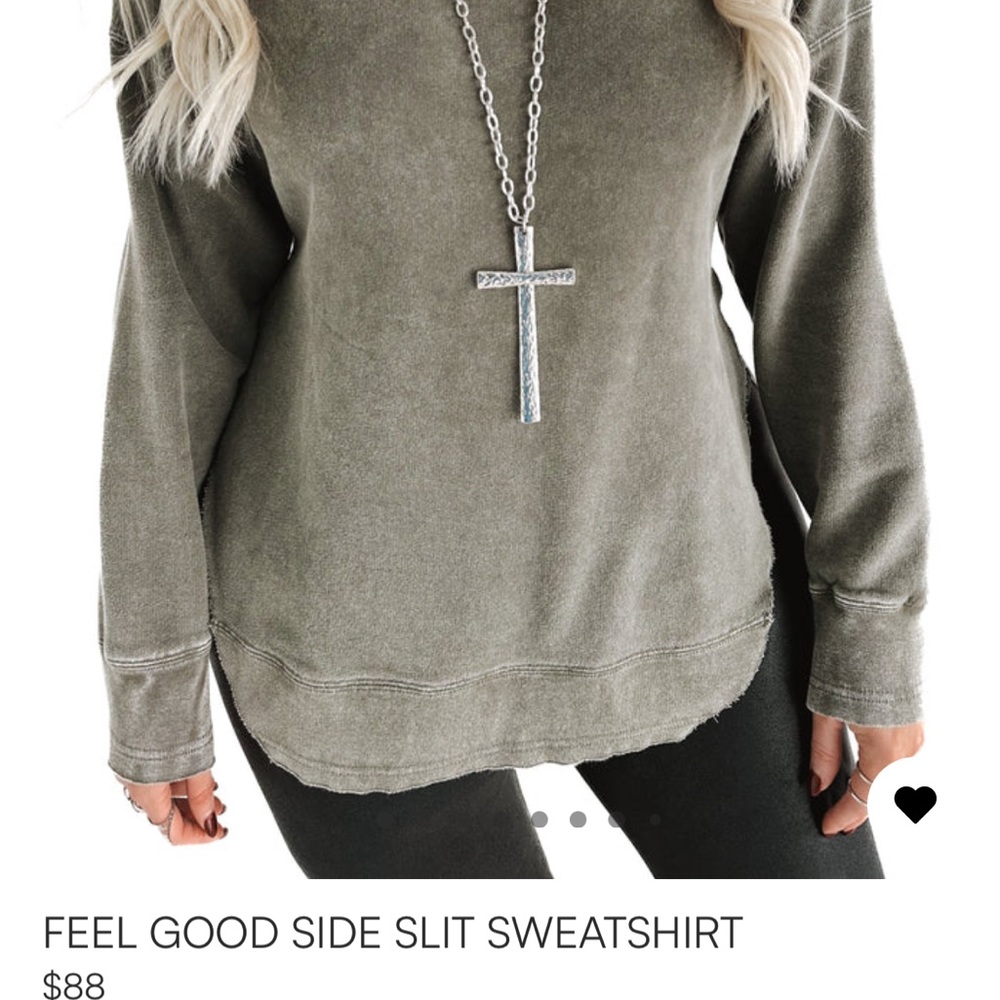 Olive Green FEEL GOOD SIDE SLIT Sweatshirt